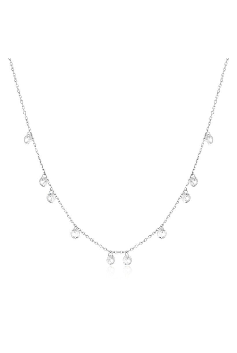 Silver Droplet Station Necklace