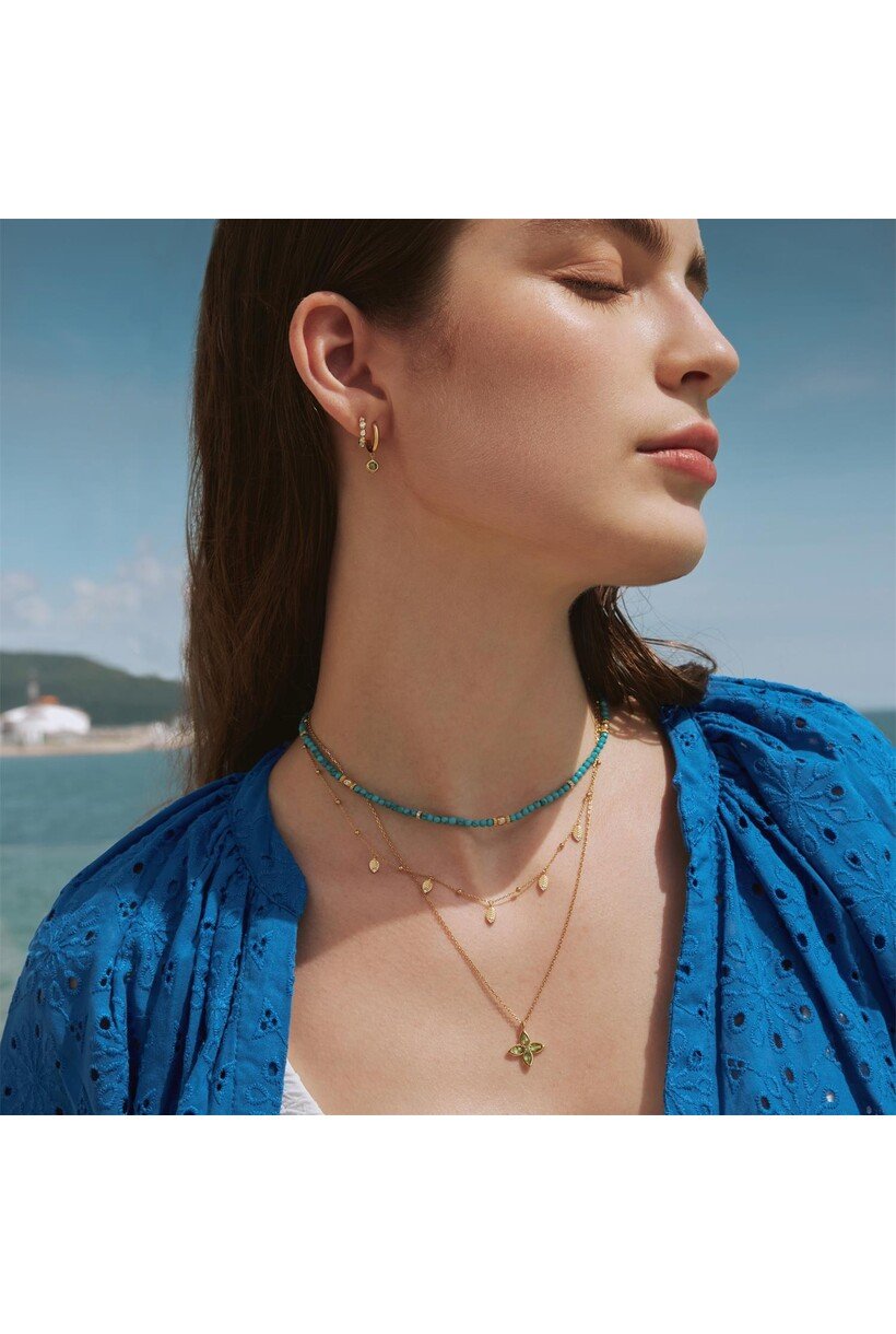 Gold Mint Green Clover Necklace