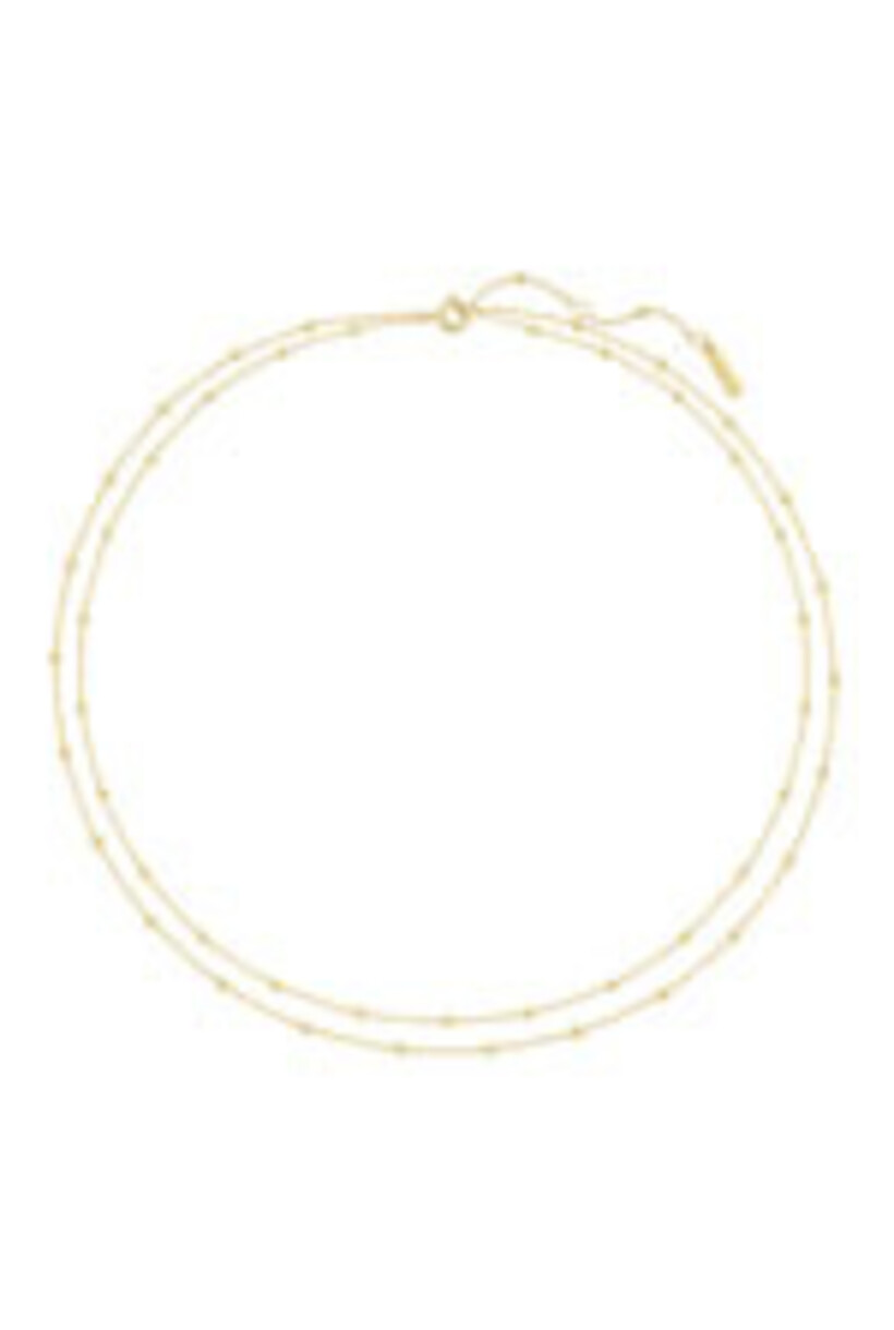 Gold Chain Bead Station Necklace