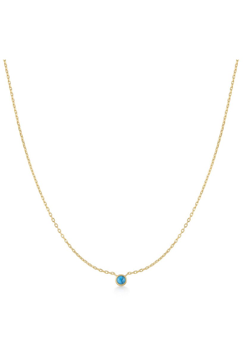 Gold Turq. Solitaire Necklace