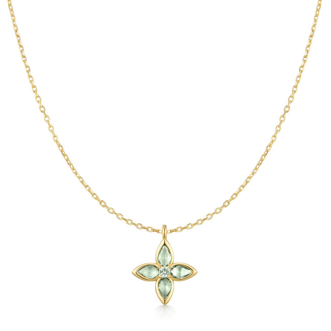 Goudvergulde anker schakelketting met zirkonia steentjes 50 cm