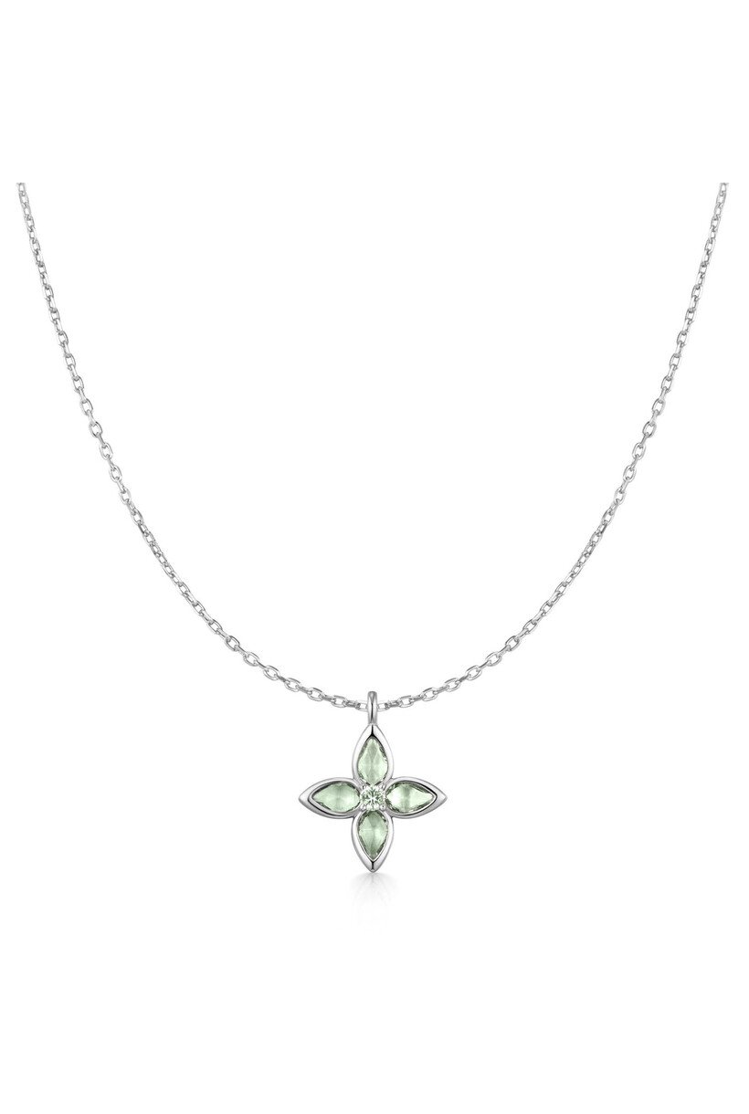 Silver Mint Green Clover Necklace