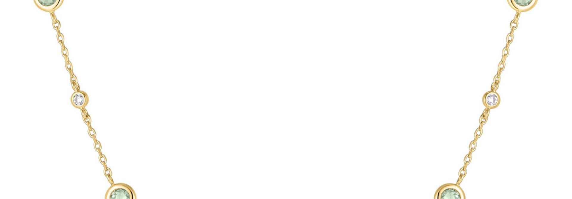 Gold Mint Green Station Necklace