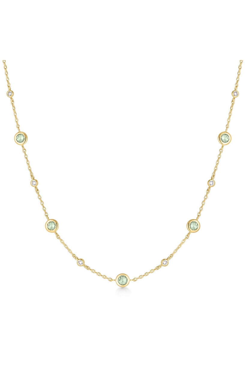 Gold Mint Green Station Necklace
