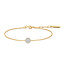 Goudvergulde schijf schakelarmband met zirkonia steentjes 18,5 cm