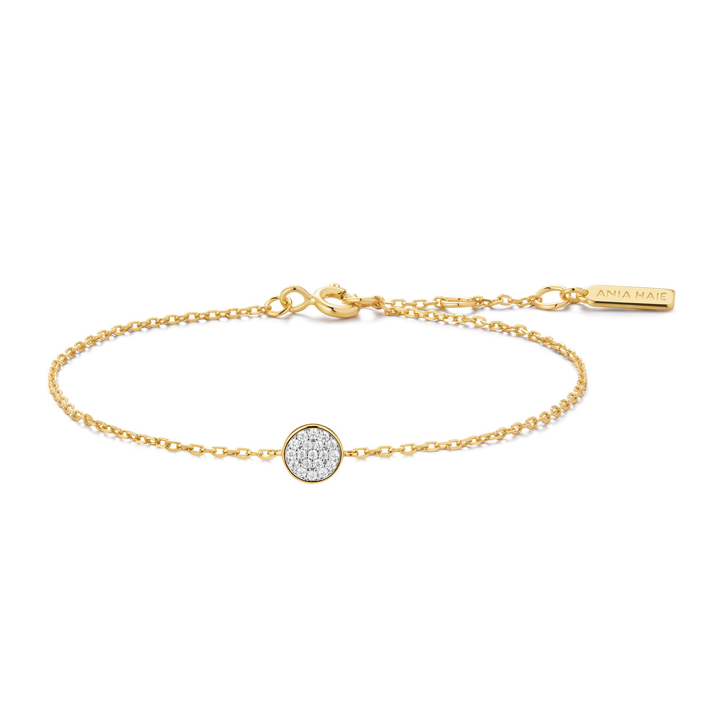 Gold Pavé Disc Bracelet-1