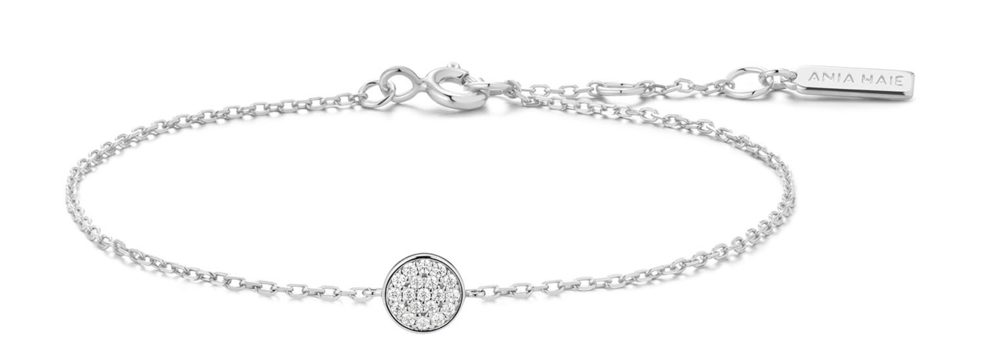 Silver Pavé Disc Bracelet