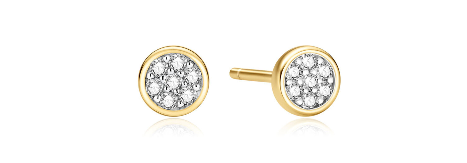 Gold Pavé Disc Stud Earrings
