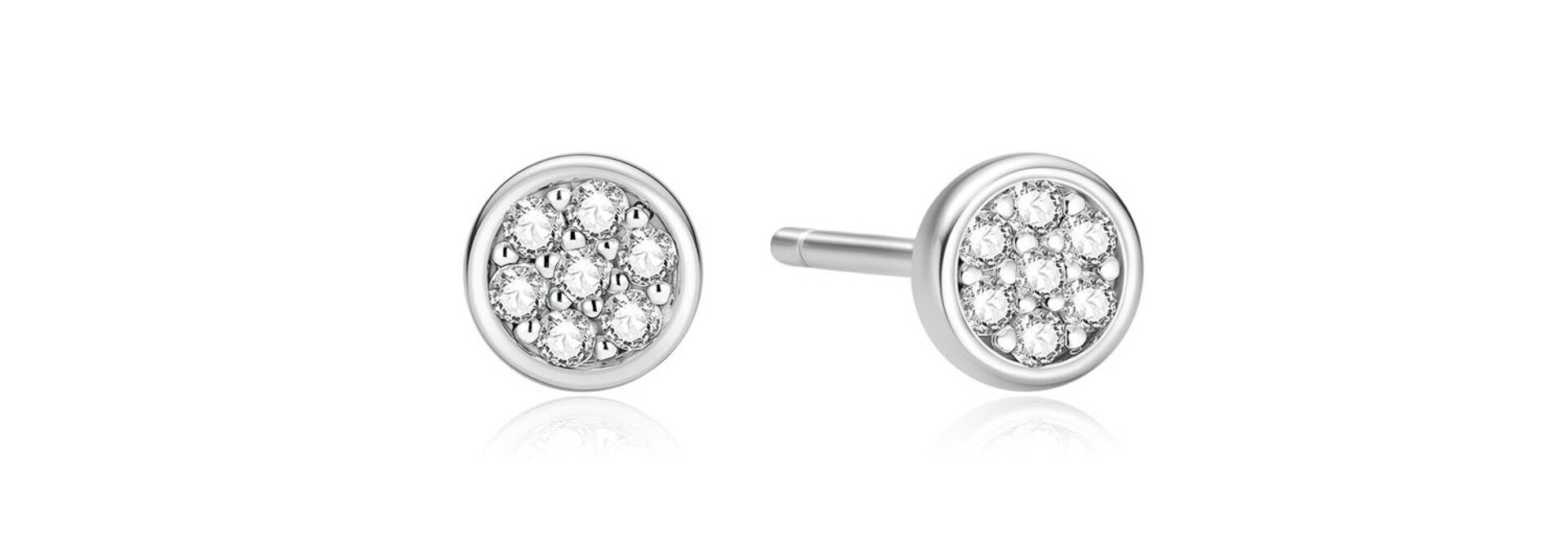 Silver Pavé Disc Stud Earrings
