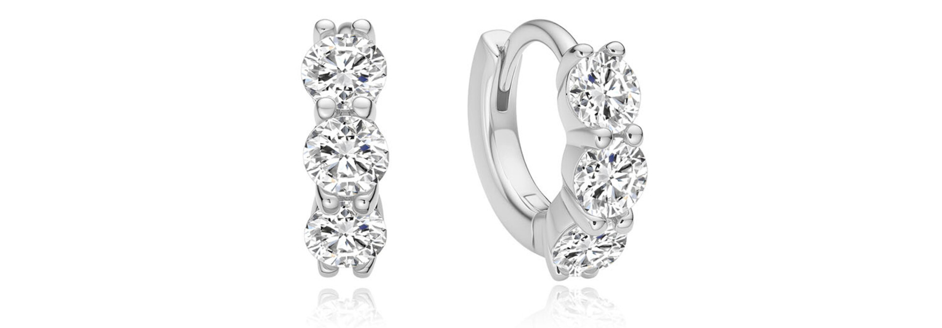 Silver Trio Sparkle Hoop Earrings