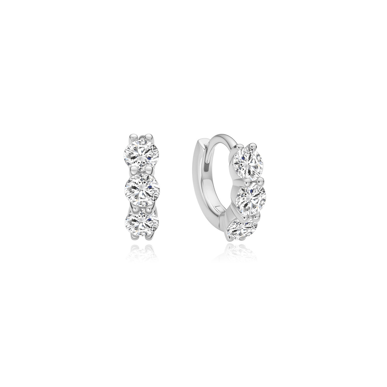 Silver Trio Sparkle Hoop Earrings-1