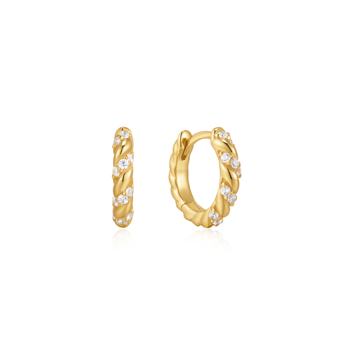 Gold Twisted Hug. Hoop Earrings-1