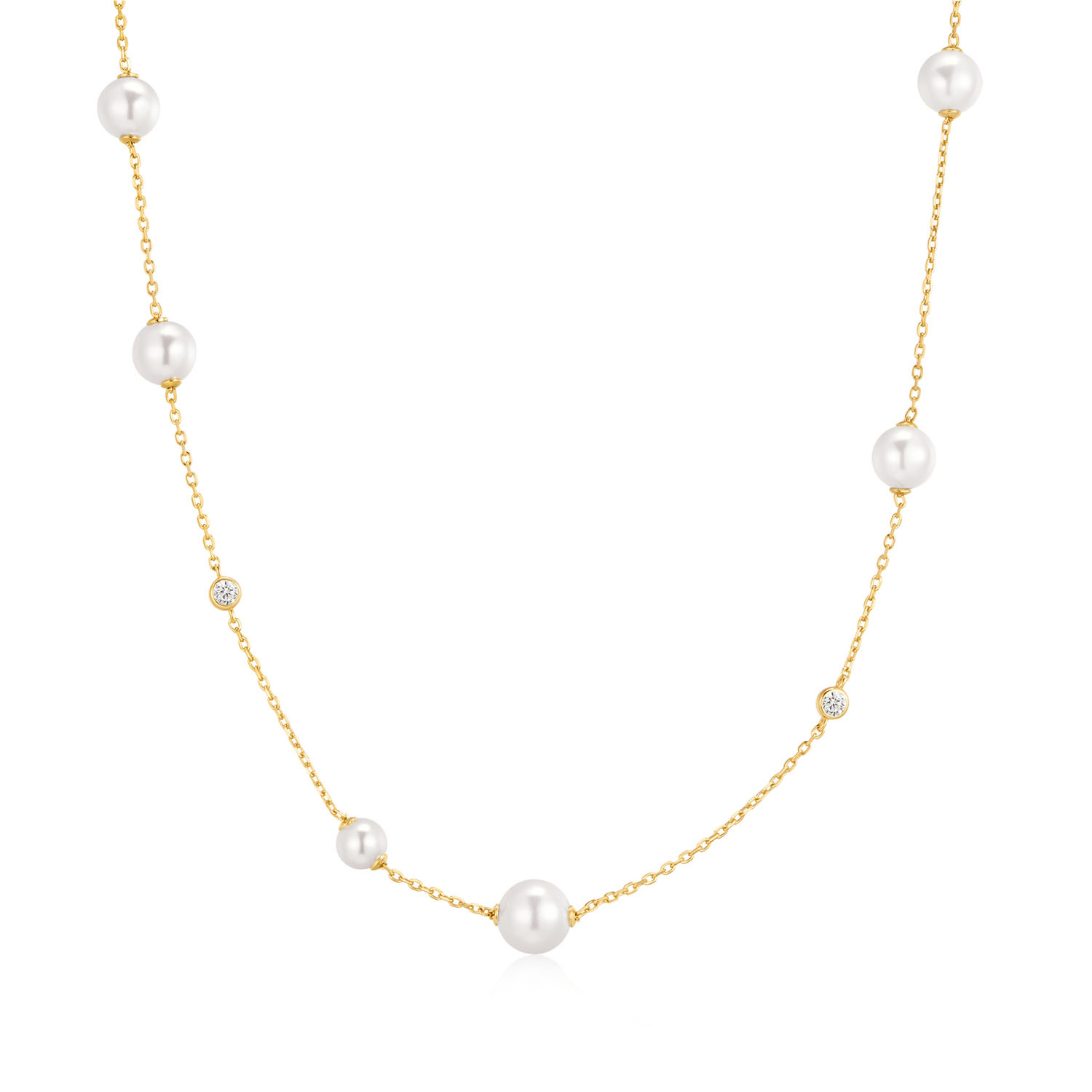 Gold Asymmetric Pearl Necklace-1
