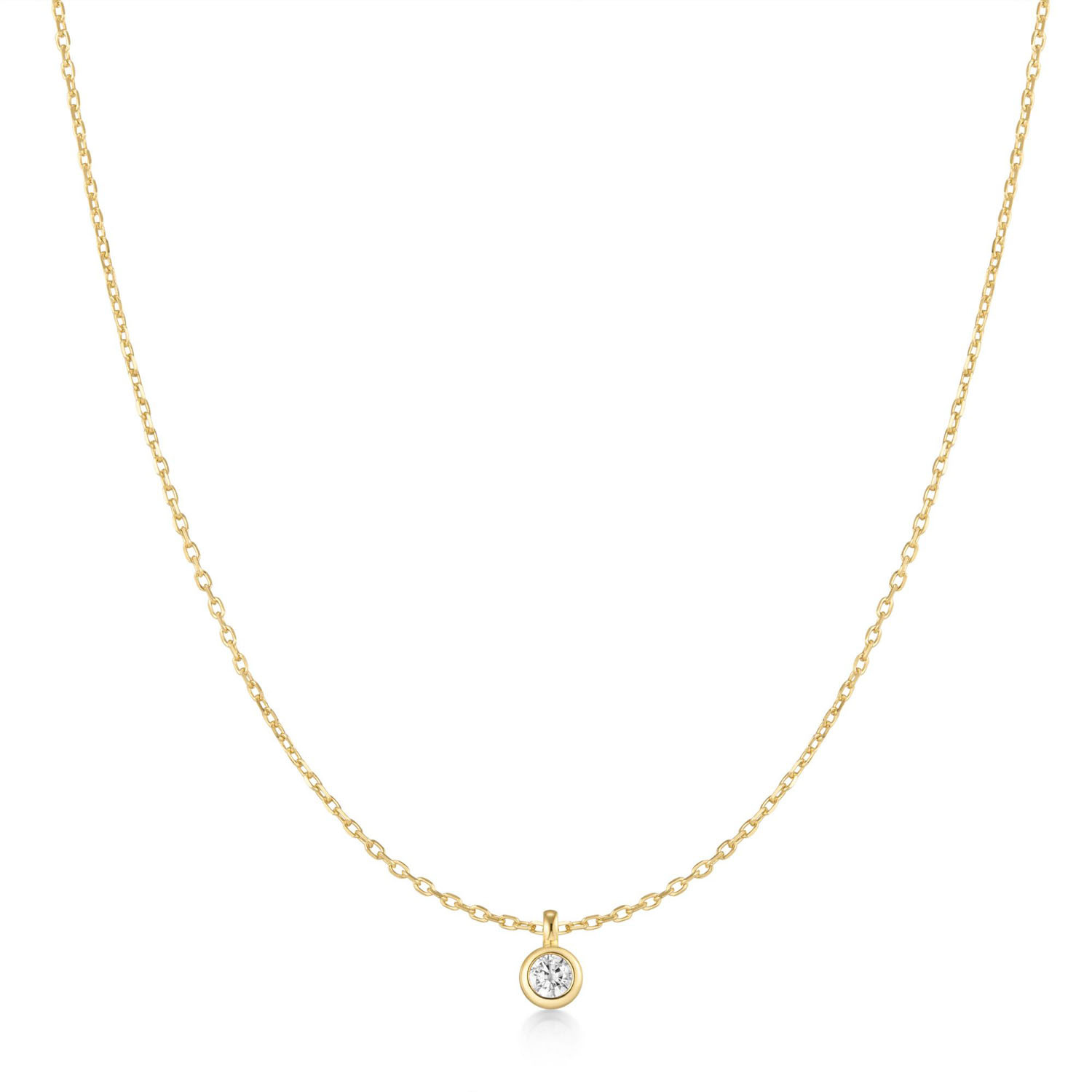 Gold Classic Solitaire Necklace-1