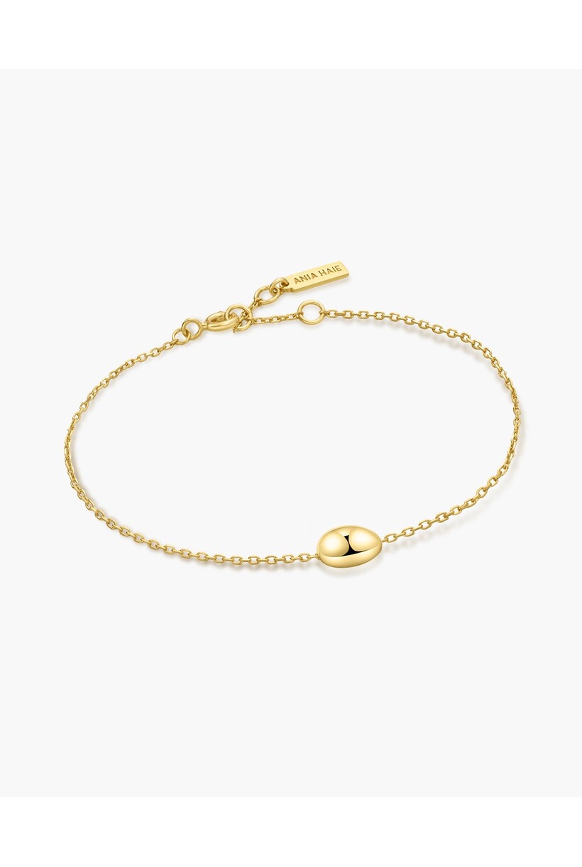 Armband met organische kiezelvorm goudverguld 18,5 cm