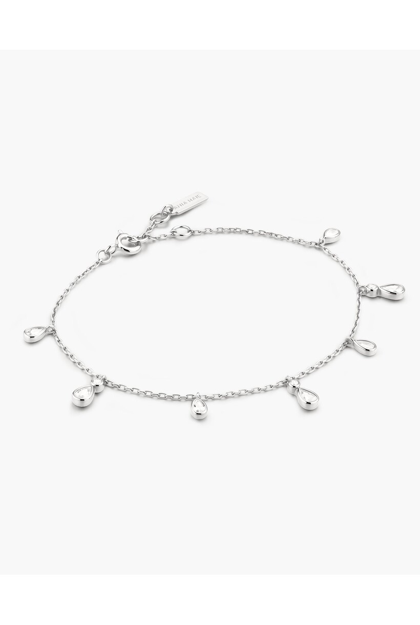 Armband met hangende druppelvormige zirkonia zilver 18,5 cm