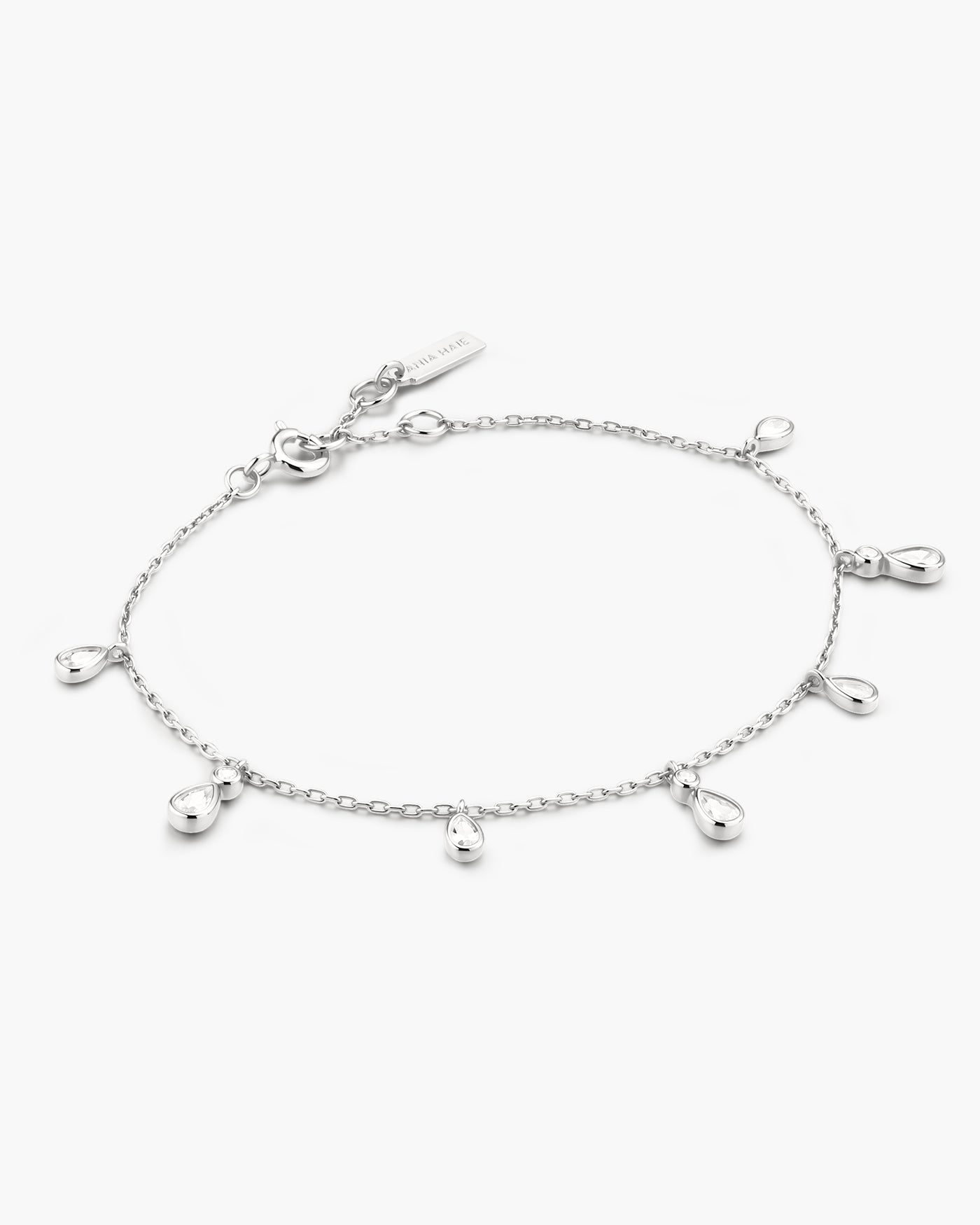 Zilveren armband met hangende druppelvormige zirkonia 18,5 cm-1