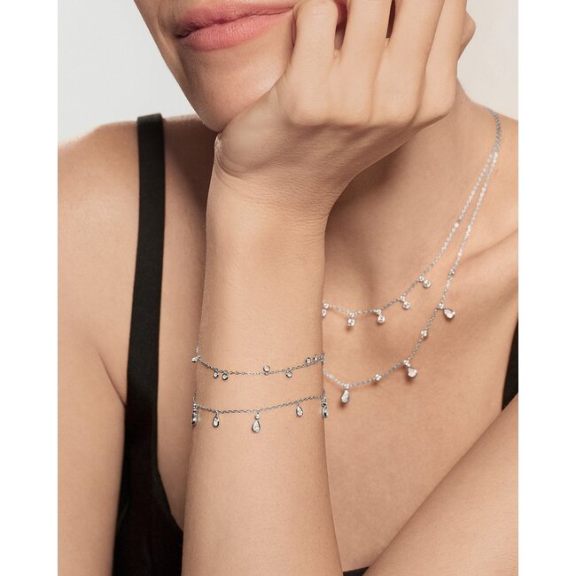 Zilveren armband met hangende druppelvormige zirkonia 18,5 cm