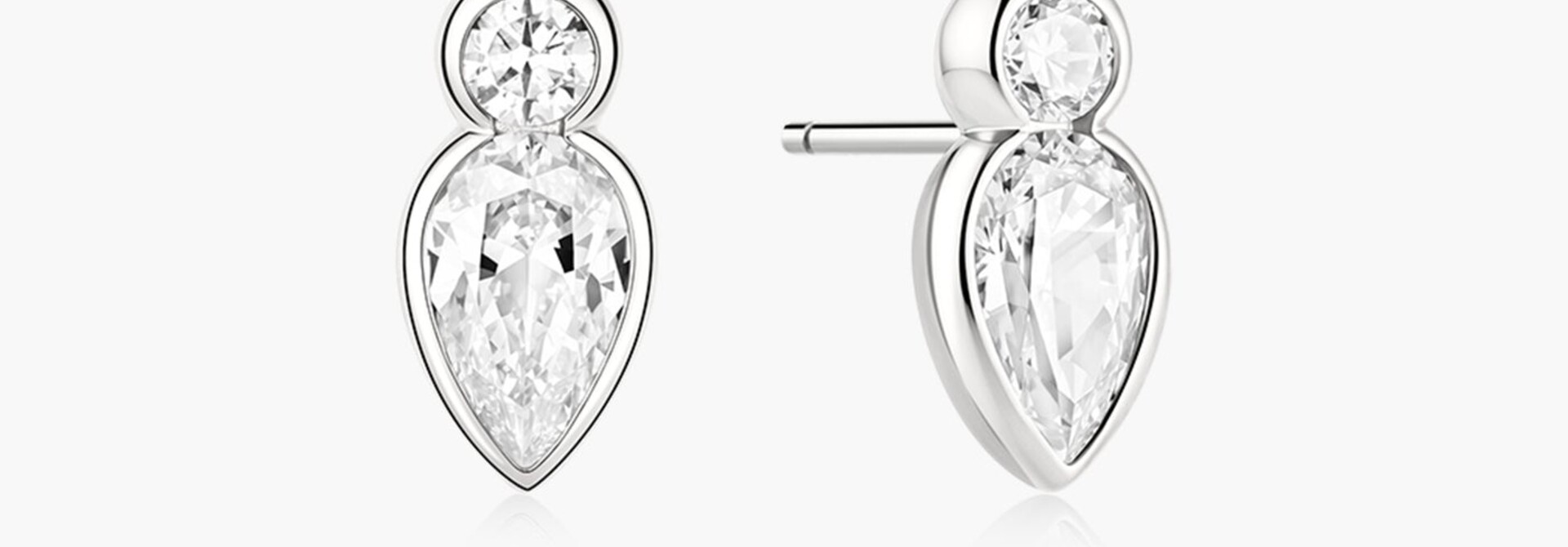 Zilveren oorknopjes met ronde en druppelvormige zirkonia 12,5 mm