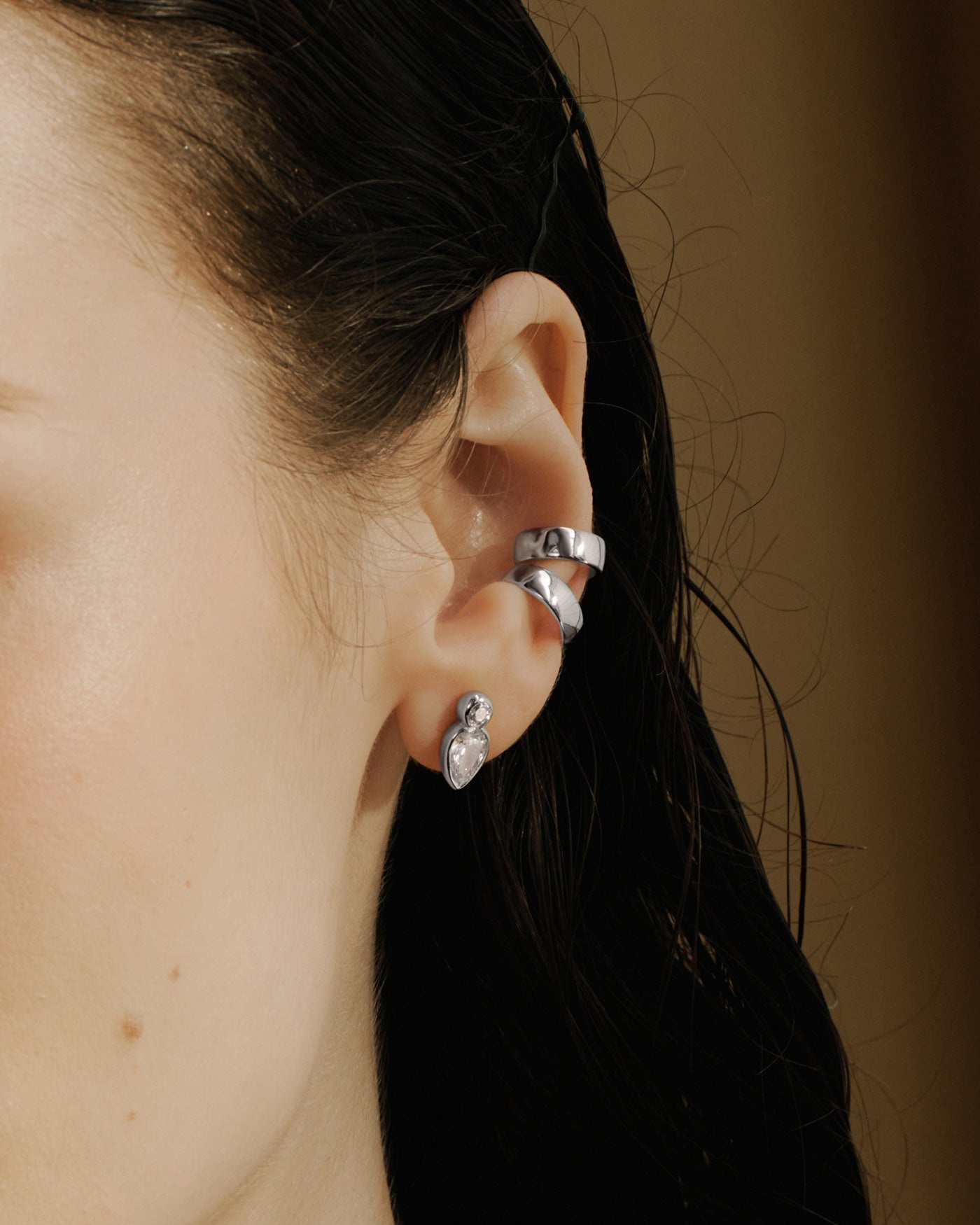 Zilveren oorknopjes met ronde en druppelvormige zirkonia 12,5 mm-3