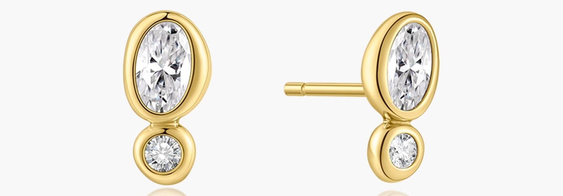Goudvergulde oorknopjes met organische zirkonia 11,2 mm