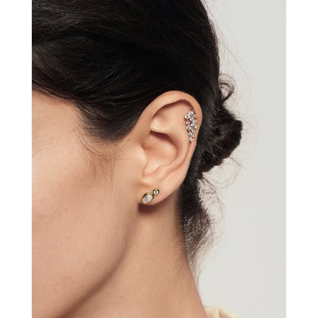 Goudvergulde oorknopjes met organische zirkonia 11,2 mm