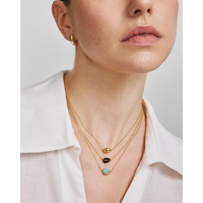 Goudvergulde ketting met organische kiezelvorm 45,5 cm