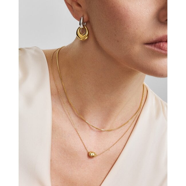 Goudvergulde ketting met organische kiezelvorm 45,5 cm