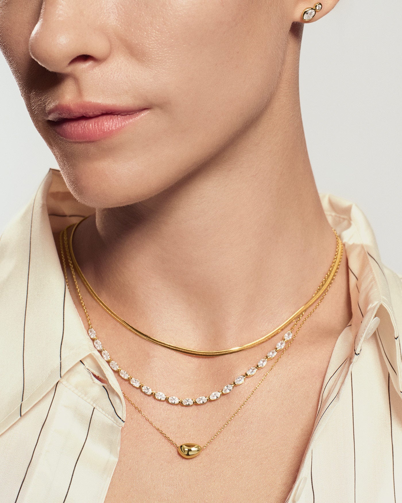 Goudvergulde ketting met organische kiezelvorm 45,5 cm-5