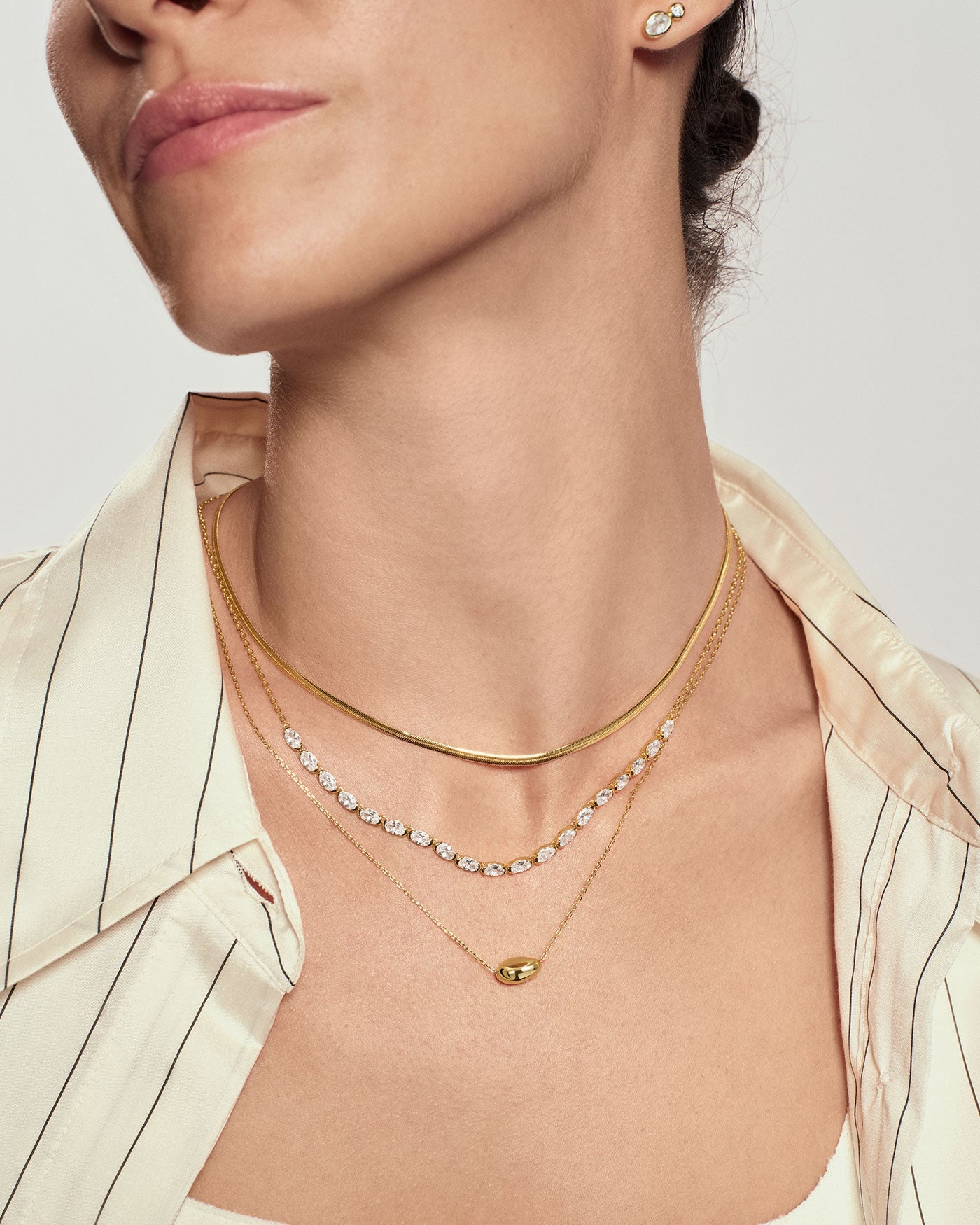 Goudvergulde ketting met organische kiezelvorm 45,5 cm-6
