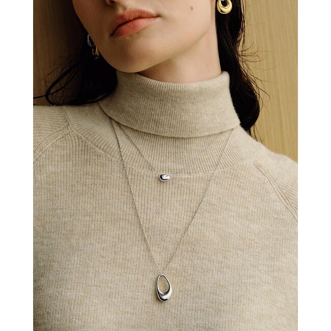 Zilveren ketting met organische kiezelvorm 45,5 cm