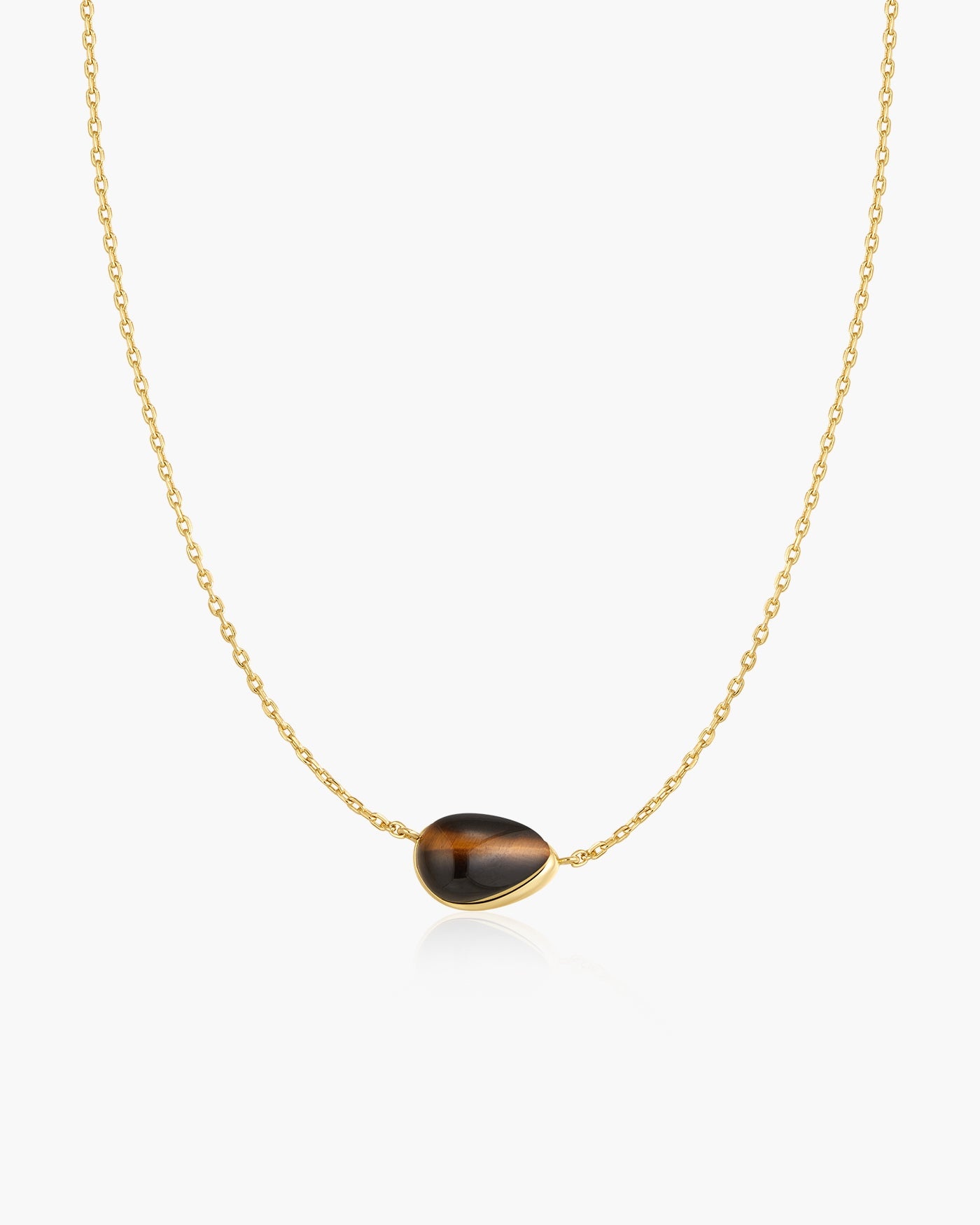 Goudvergulde ketting met tijgeroog in kiezelvorm 45,5 cm-1