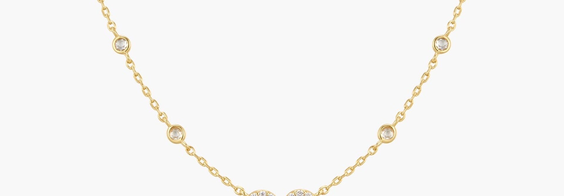 Goudvergulde ketting met pavé hart en zirkonia 48 cm