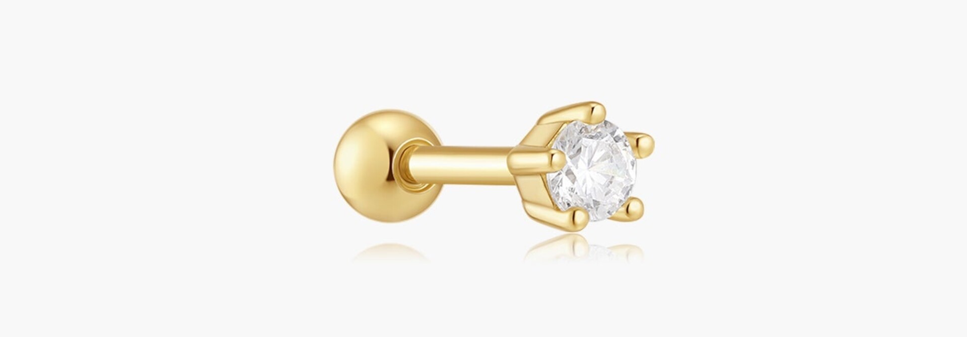 Goudvergulde barbell met zirkonia 2,7 mm