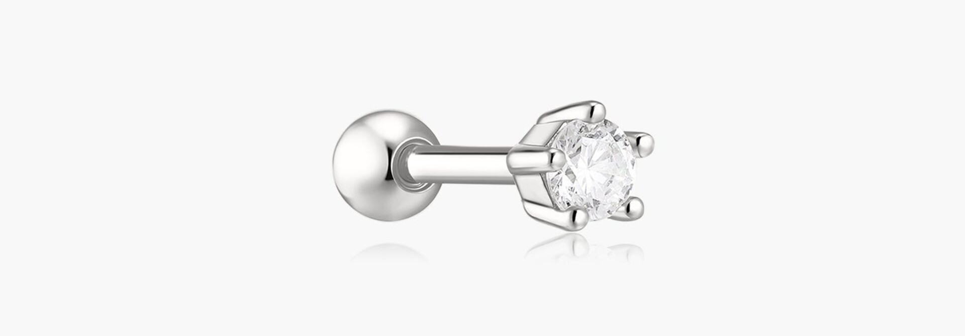 Zilveren barbell met zirkonia 2,7 mm