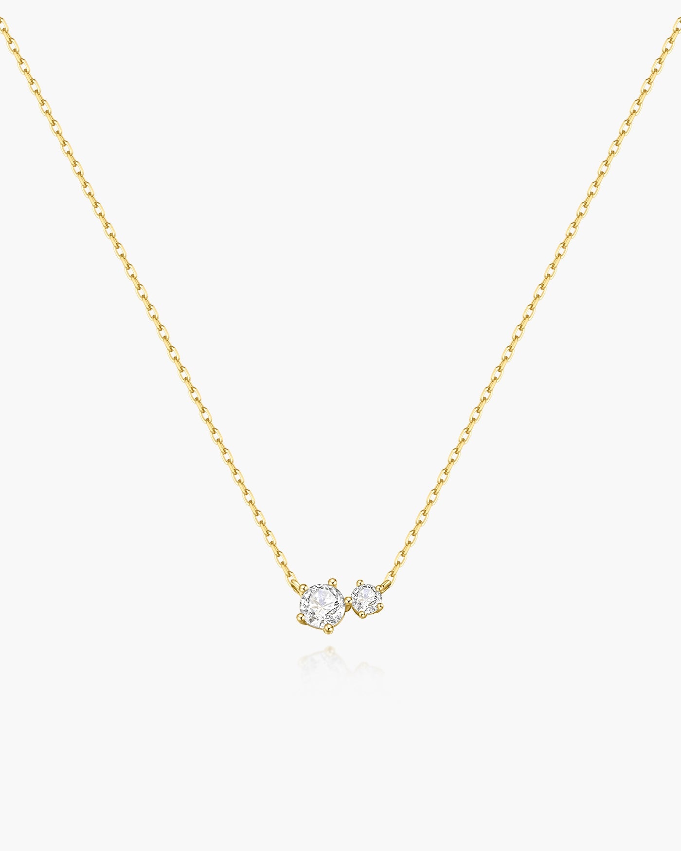 Goudvergulde ketting met duo van klauwgezette zirkonia 45,5 cm-1