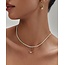 Goudvergulde ketting met duo van klauwgezette zirkonia 45,5 cm