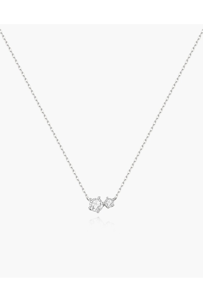 Ketting met duo van klauwgezette zirkonia zilver 45,5 cm
