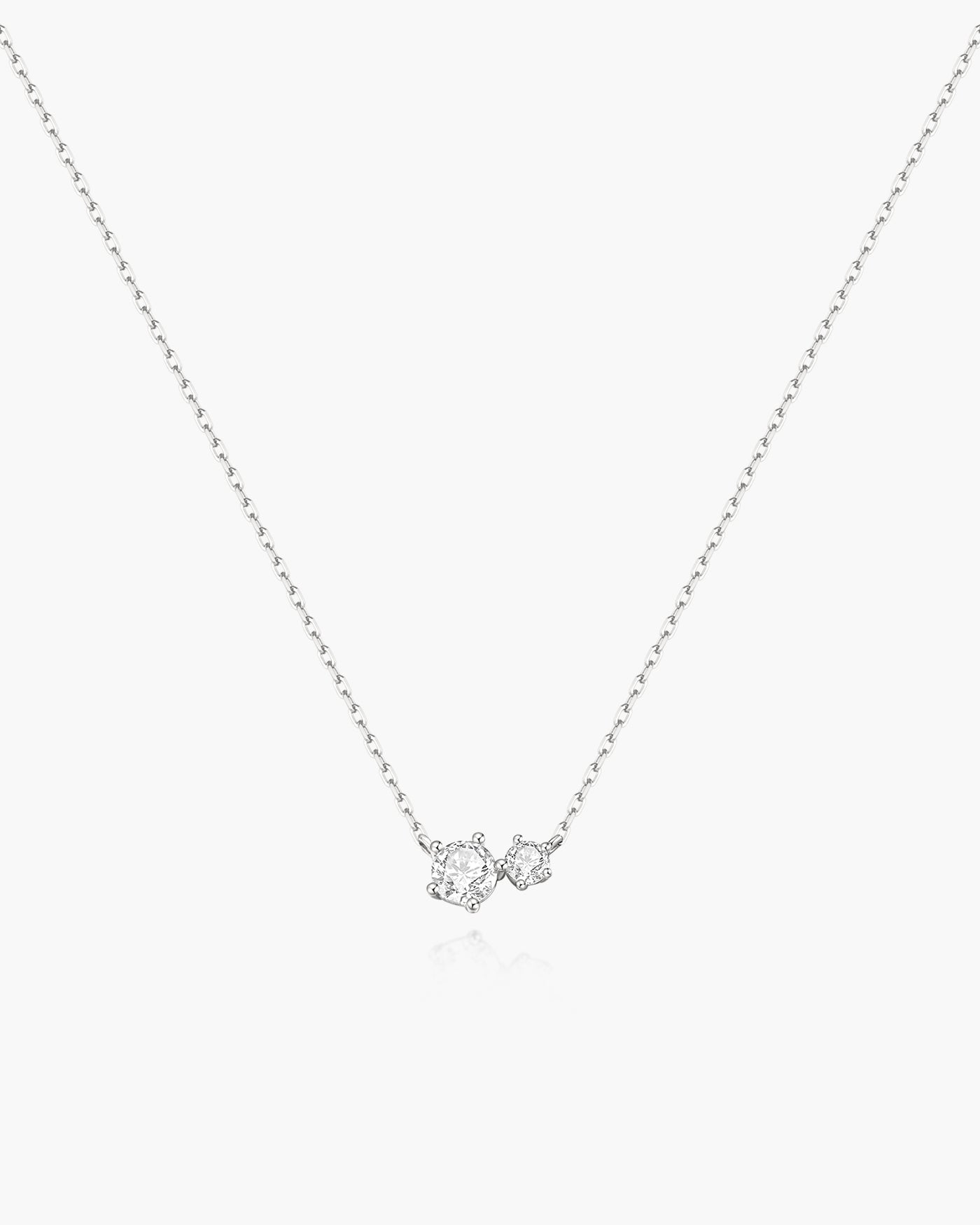 Zilveren ketting met duo van klauwgezette zirkonia 45,5 cm-1