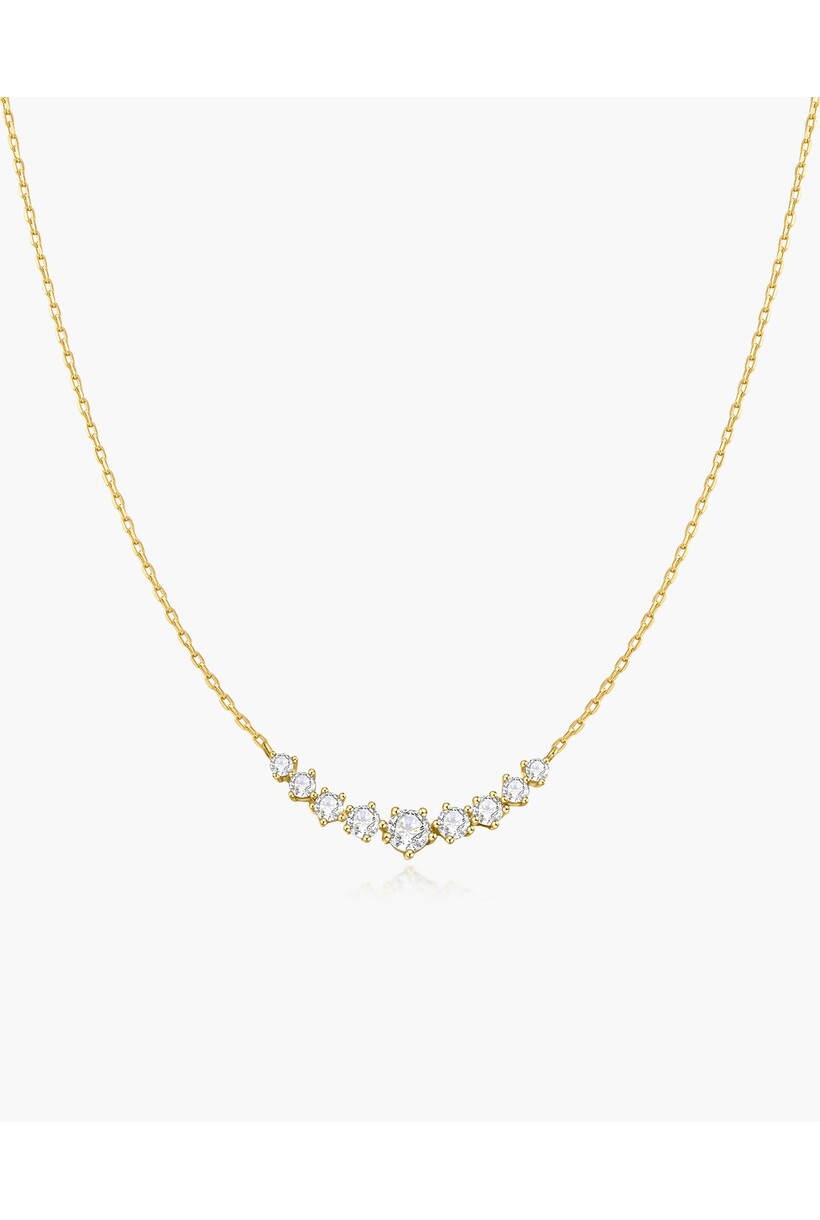 Ketting met pavé zirkoniaboog goudverguld 45,5 cm
