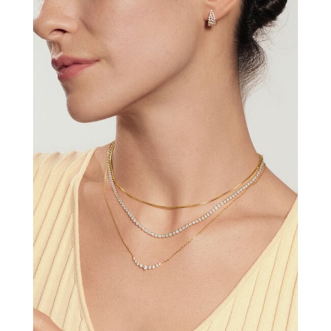 Goudvergulde ketting met pavé zirkoniaboog 45,5 cm