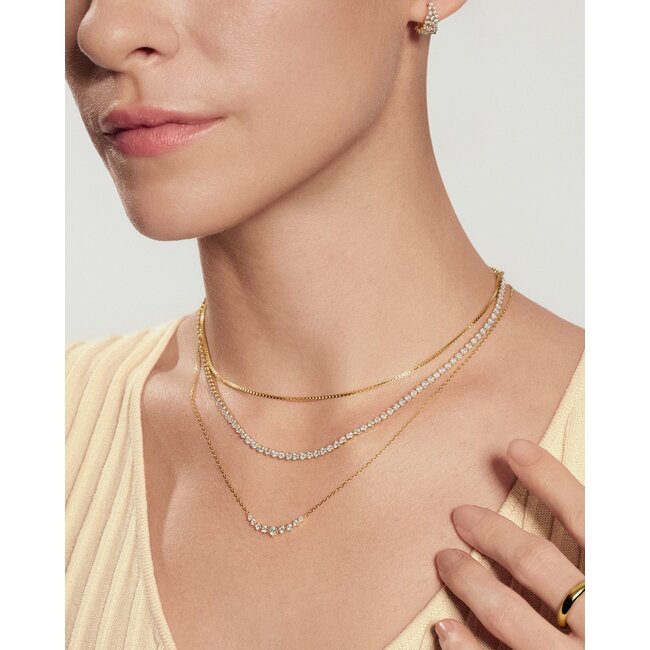 Goudvergulde ketting met pavé zirkoniaboog 45,5 cm