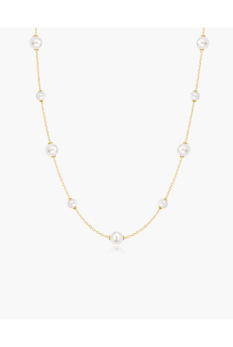 Stationketting met schelpparels goudverguld 45,5 cm