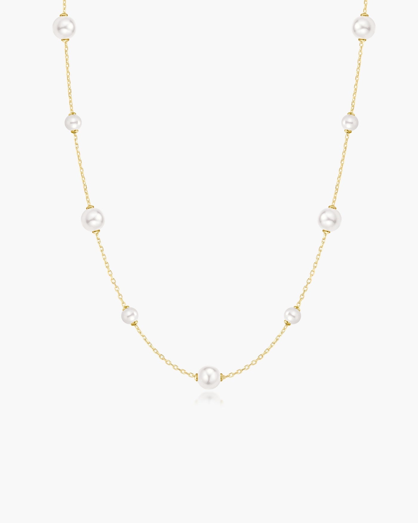 Goudvergulde stationketting met schelpparels 45,5 cm-1