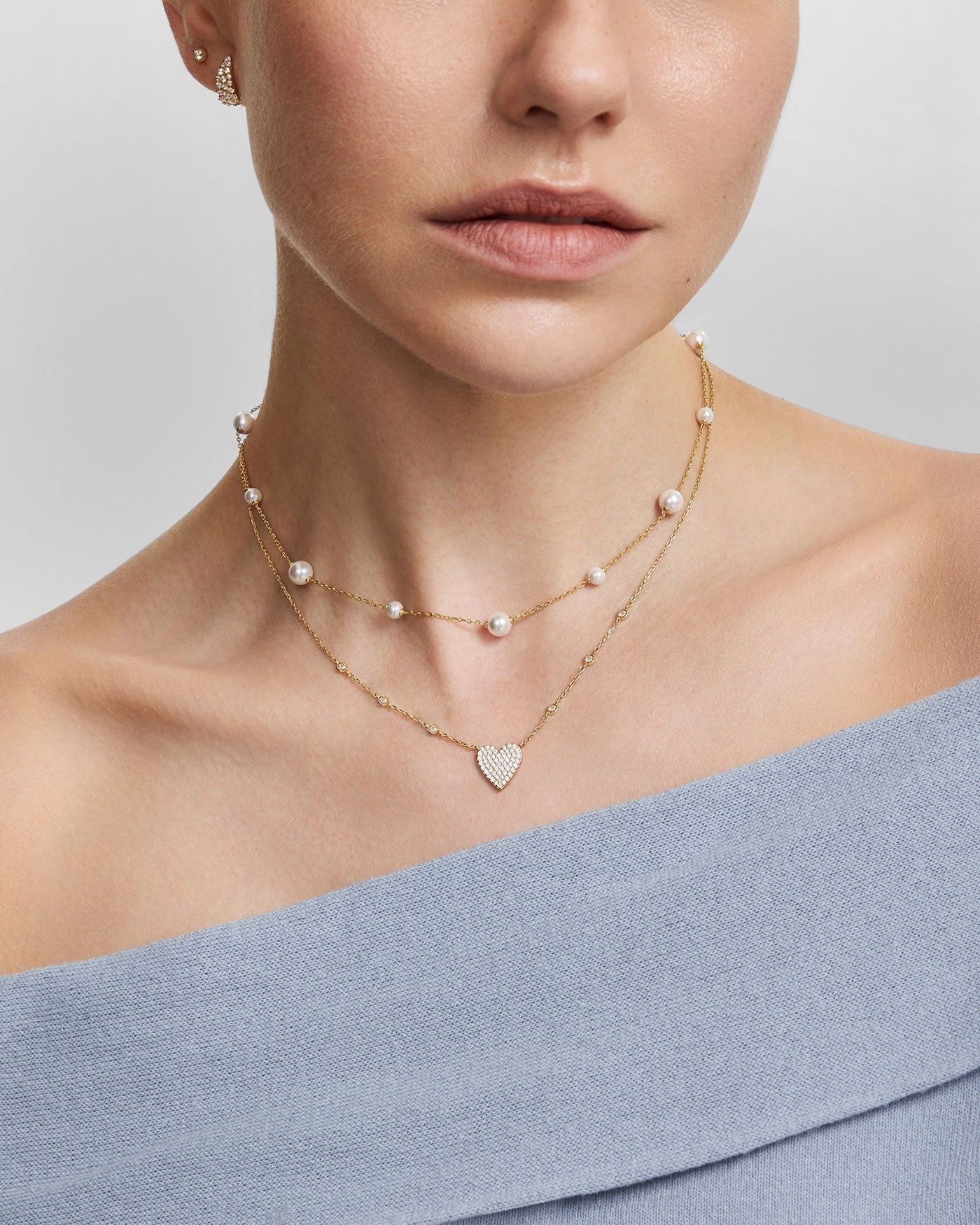 Goudvergulde stationketting met schelpparels 45,5 cm-4