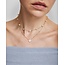 Goudvergulde stationketting met schelpparels 45,5 cm
