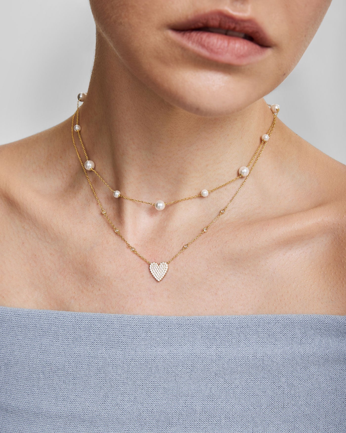 Goudvergulde stationketting met schelpparels 45,5 cm-5