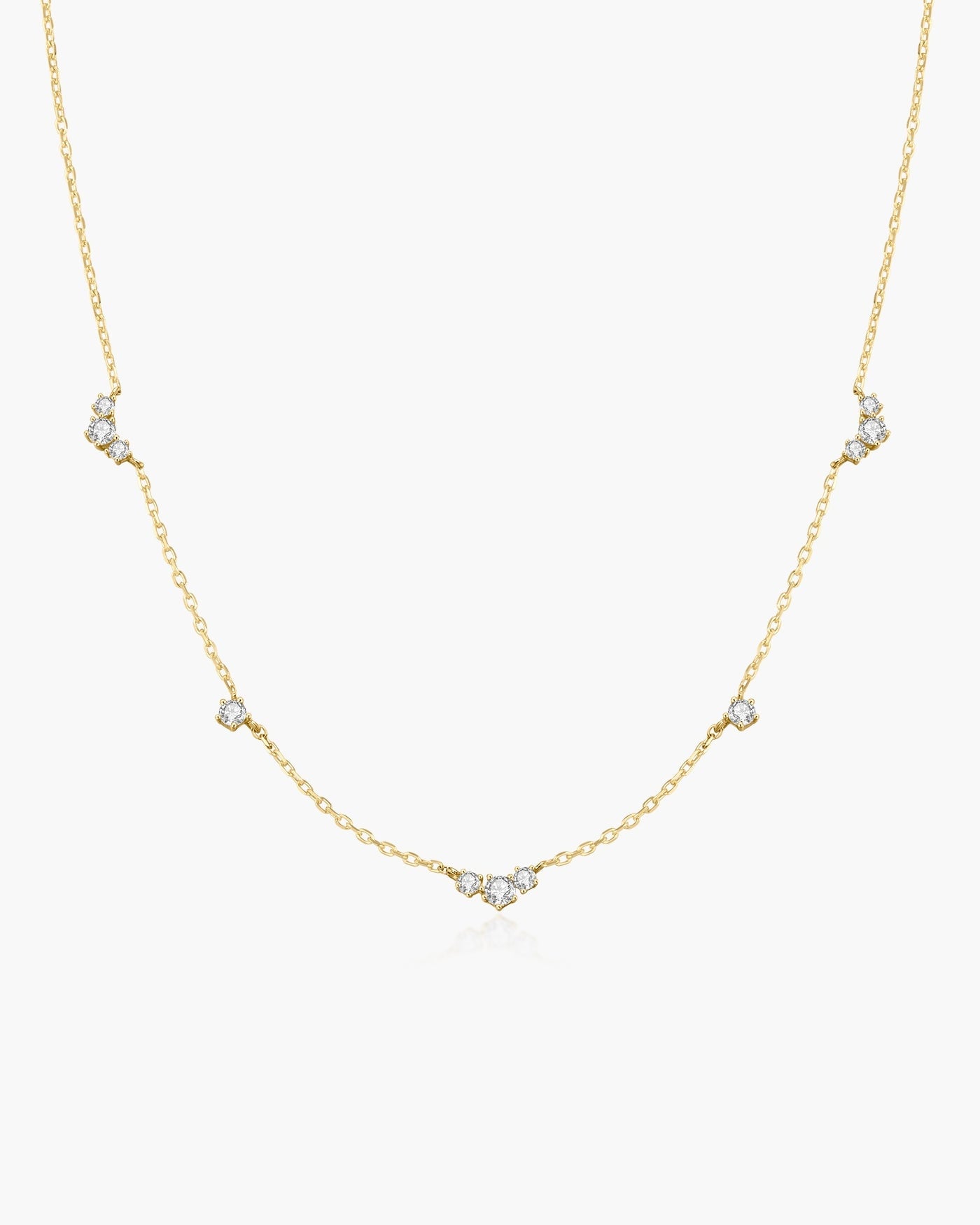 Goudvergulde stationketting met zirkoniaclusters 45,5 cm-1