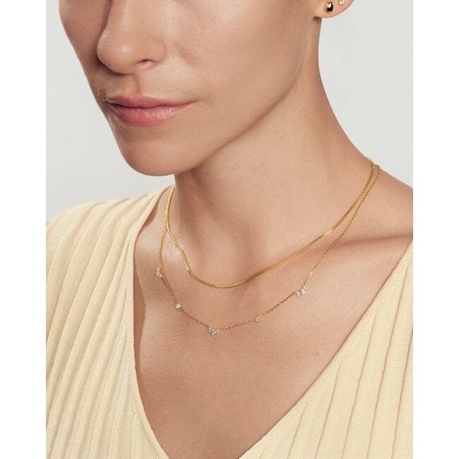Goudvergulde stationketting met zirkoniaclusters 45,5 cm