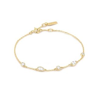 Armband met ronde en druppelvormige zirkonia goudverguld 18,5 cm